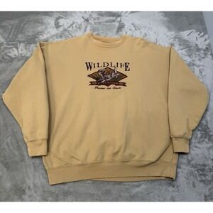 Vintage Wildlife Crewneck Sweatshirt XL Pullover Embroidered Deer Hunting 90s